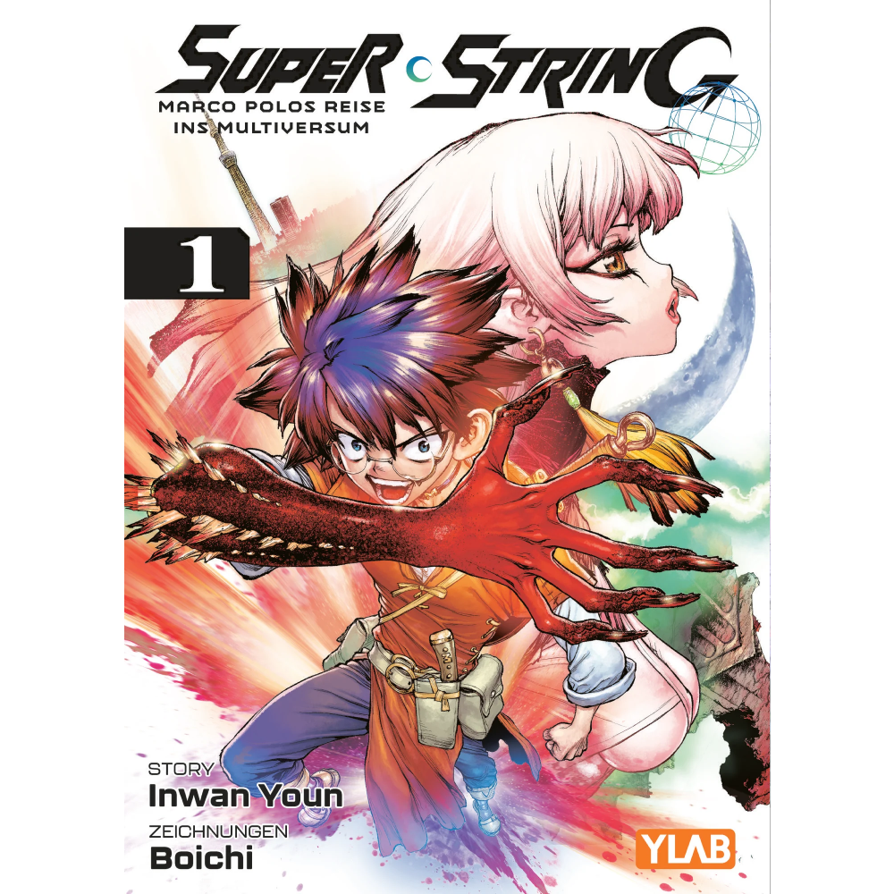 Cover des Mangas ›Super String: Marco Polos Reise ins Multiversum‹, deutsche Ausgabe von Panini Manga