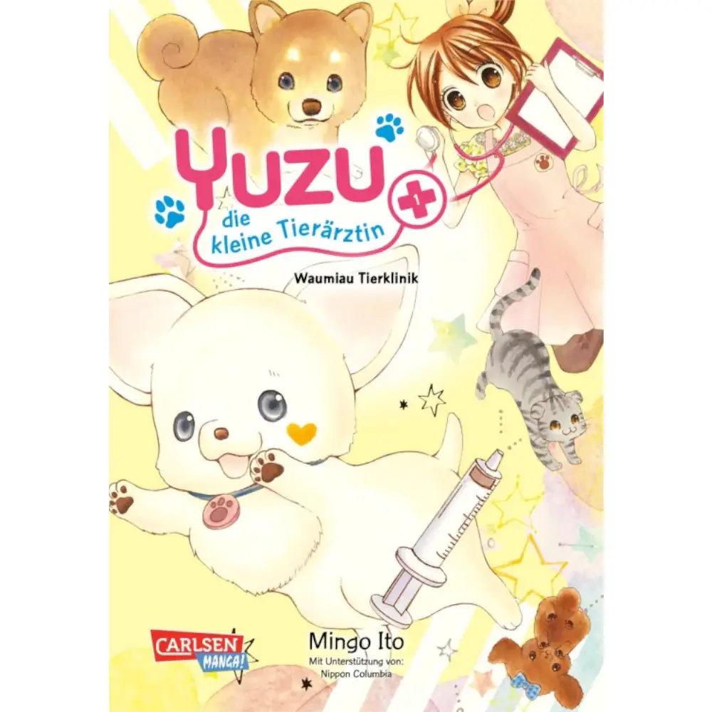 Yuzu Die kleine Tierärztin Manga – Deutsches Cover des jeweiligen Bandes mit Yuzu und Tiermotiv.