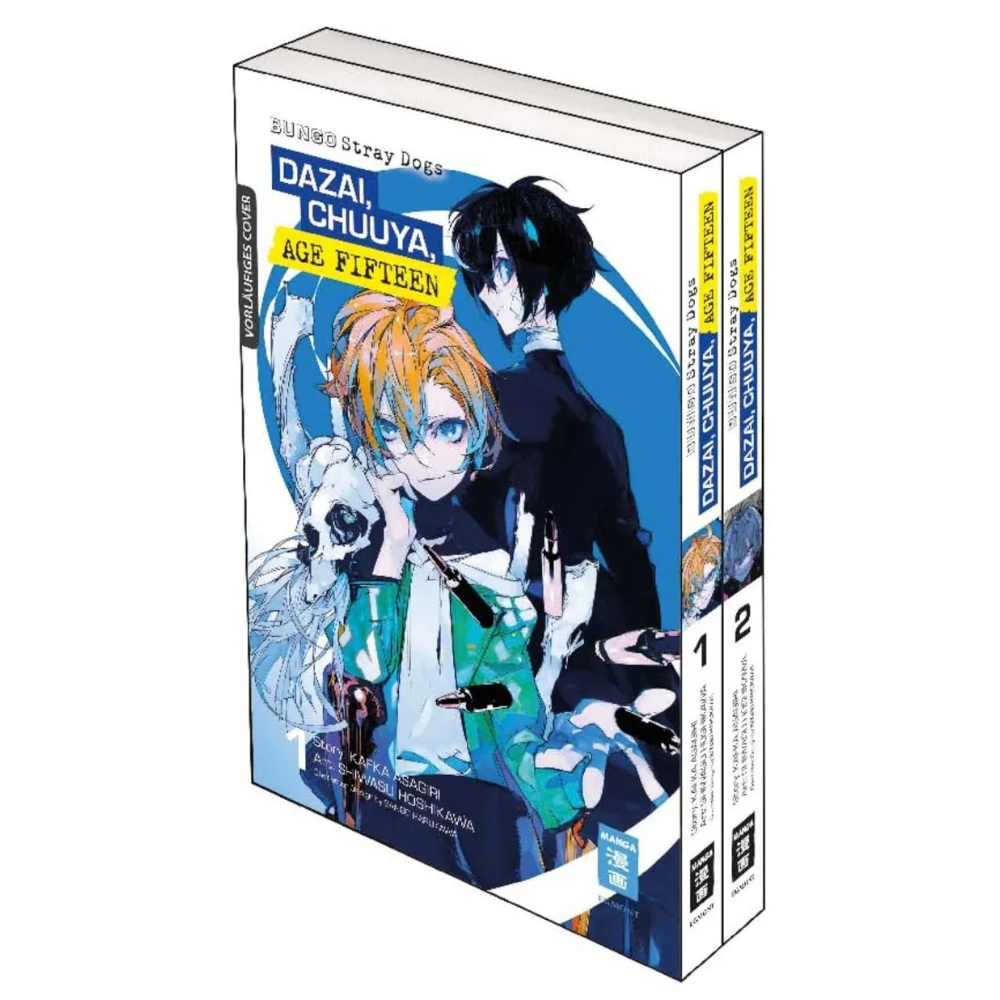 Cover des Manga Double Packs Bungo Stray Dogs Dazai, Chuuya, Age 15, deutsche Ausgabe von Egmont. Dazai, Chuuya, Age 15‹, deutsche Ausgabe von Egmont.