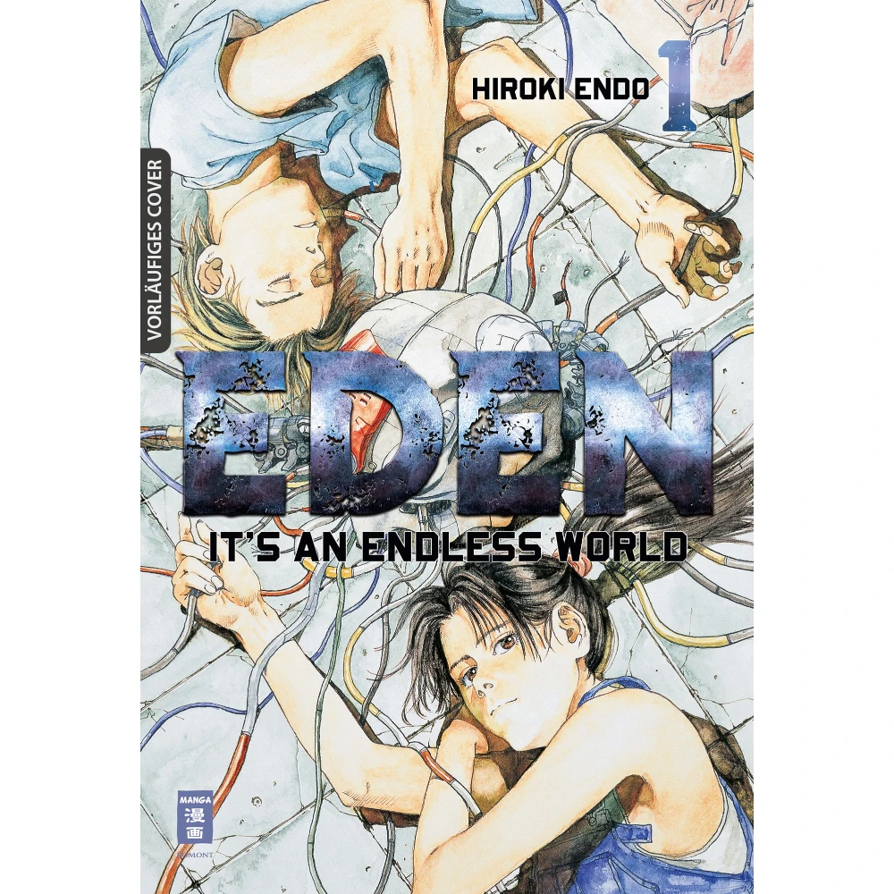 Eden Master Edition Manga – Deutsches Cover mit Eliah und Roboter Cherubim, dystopischer Science-Fiction-Manga von Egmont Manga