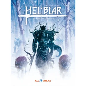Cover von „Helblar - Die Jäger der Draugar“, nordische Fantasy-Graphic-Novel mit Jägern und Draugar in düsterer Eislandschaft.
