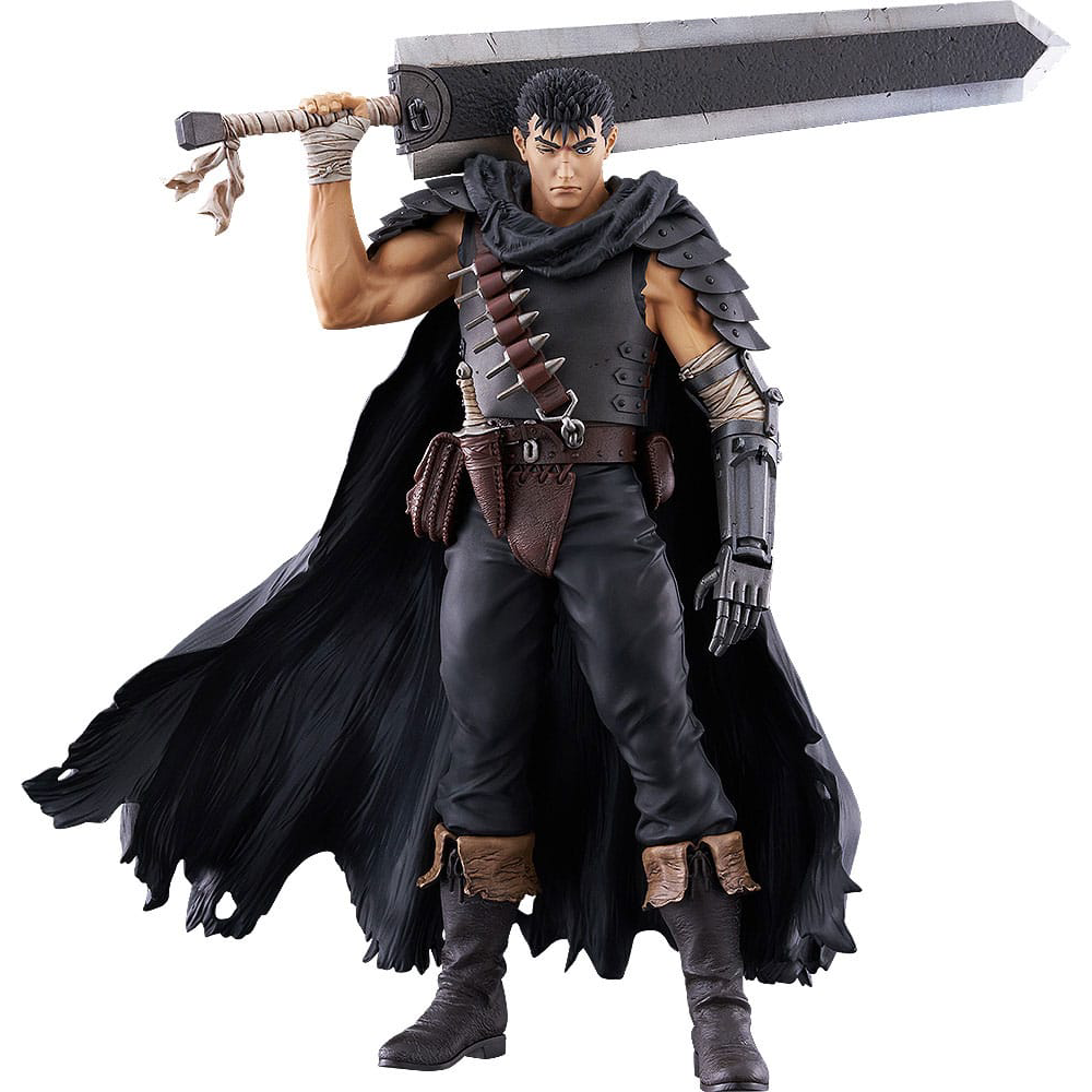 Berserk – Guts Figur (Black Swordsman) – Pop Up Parade L – 22 cm PVC-Statue von Max Factory / Good Smile Company, offiziell lizenzierte Animefigur mit Dragon Slayer-Schwert in Fensterbox mit Base.