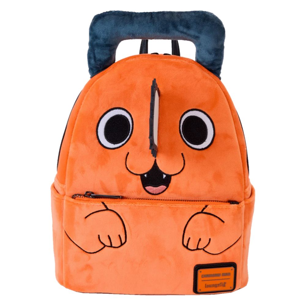 Loungefly Mini Rucksack Pochita Man Pochita – kleiner orangefarbener Rucksack mit Pochita-Design, 22 × 18 cm, offiziell lizenziertes Merchandise.