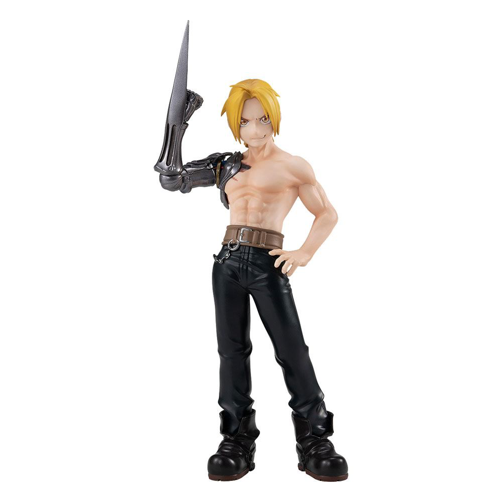 Fullmetal Alchemist: Brotherhood – Edward Elric – Pop Up Parade – 16 cm PVC-Figur von Good Smile Company, offiziell lizenzierte Animefigur in rotem Mantel mit Automail-Arm in Fensterbox mit Base.