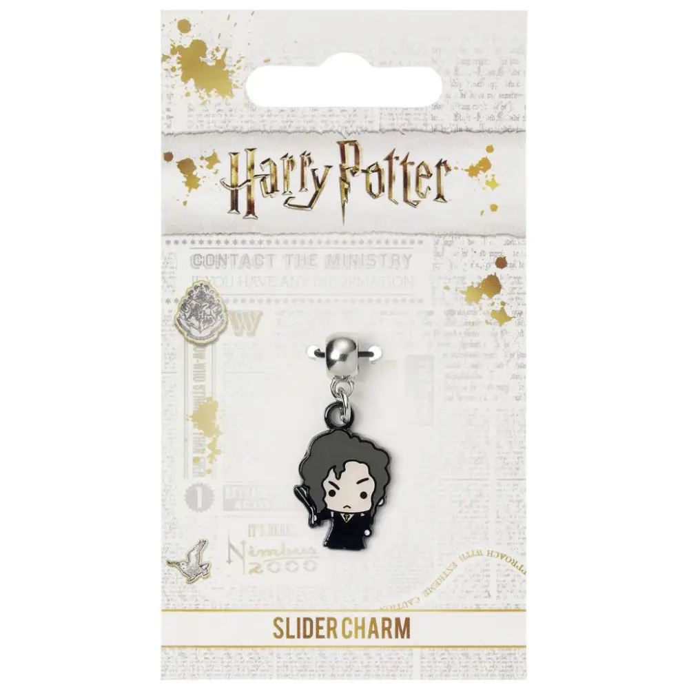Harry Potter Slider Charm Chibi Bellatrix – versilberter Anhänger für Armbänder, offizielles Merchandise von The Carat Shop.
