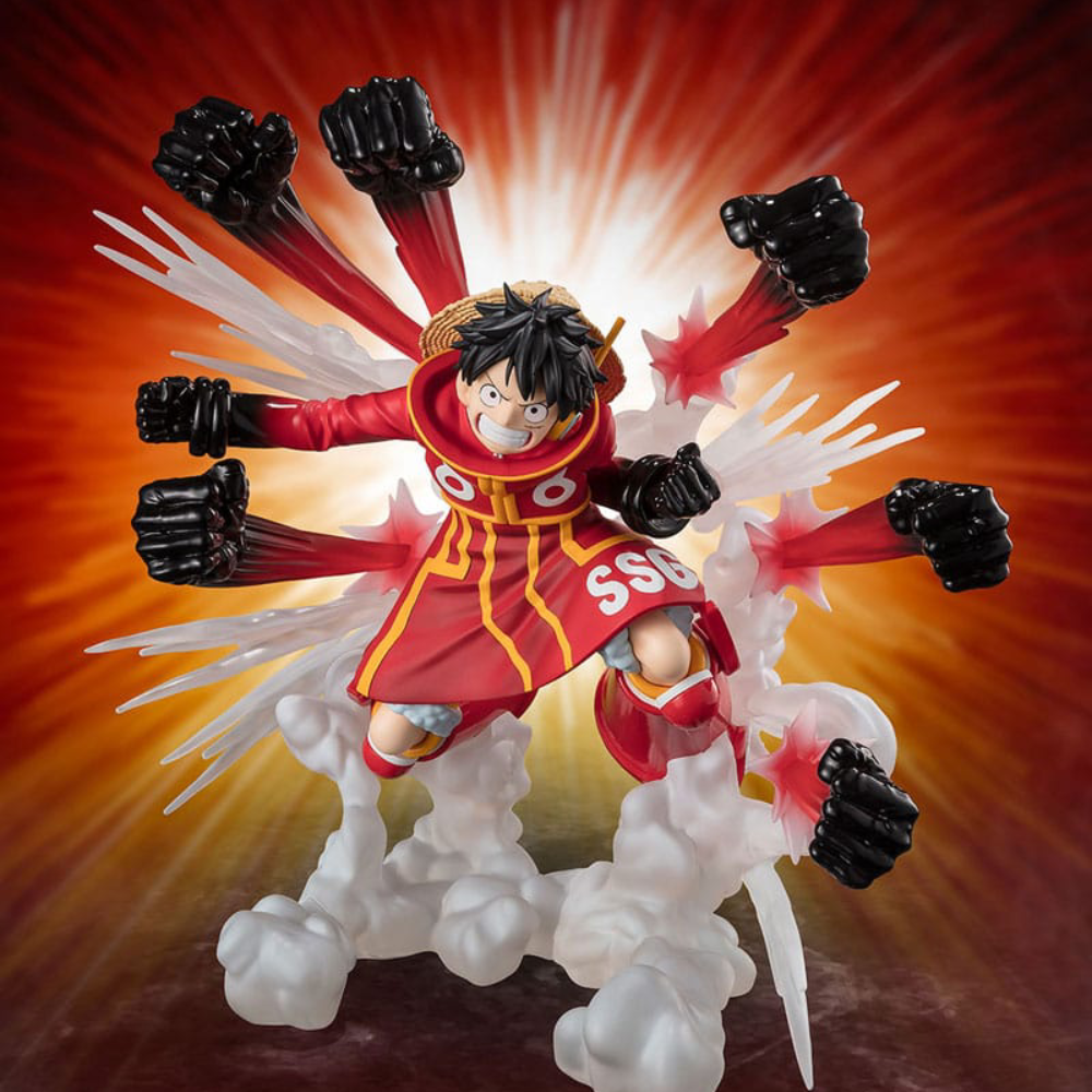 Bandai Spirits One Piece Figuarts ZERO Extra Battle Monkey D. Luffy – Gum Gum Hawk Gatling 19 cm PVC-Figur mit Effektteilen in Kampfpose