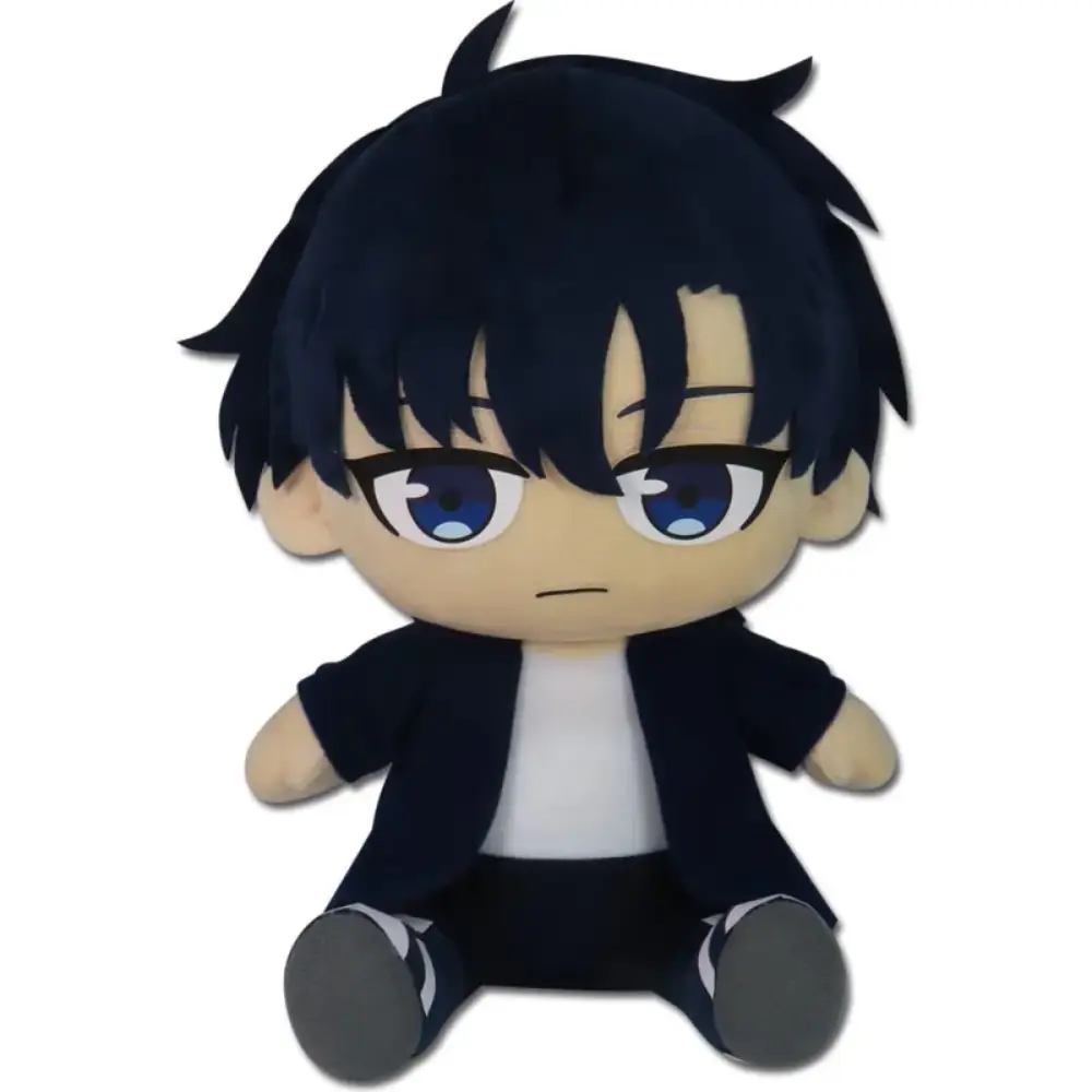 Solo Leveling Plüschfigur Sung Jin Woo Sitting 30 cm – offiziell lizenziert von GEE, weiches Chibi-Design in Schwarz.