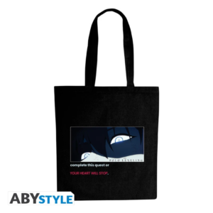 Solo Leveling Shopping Bag ‚Complete this Quest‘ in Schwarz, 38 × 42 cm, offiziell lizenziert, robuste Solo Leveling Tragetasche mit farbigem Motiv von Abysse Corp
