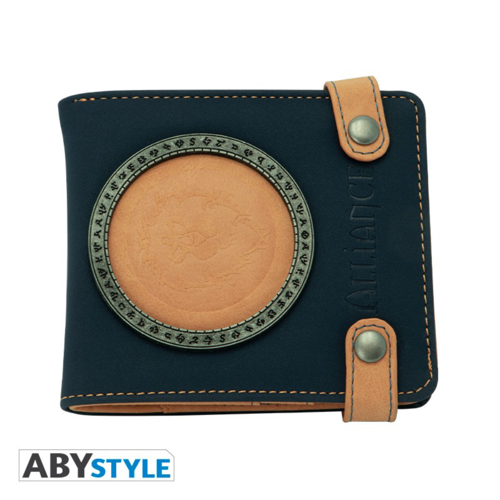 World of Warcraft Allianz Portemonnaie – blaue PU-Wallet mit geprägtem Allianz-Wappen, offiziell lizenziertes Merch, 9,5 × 11 cm.