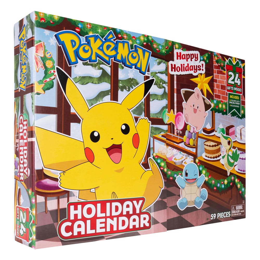 Pokémon Adventskalender Holiday 2025 (EN-Version), mit 16 Figuren und 8 festlichen Accessoires im Weihnachtsdesign, offiziell von Jazwares.
