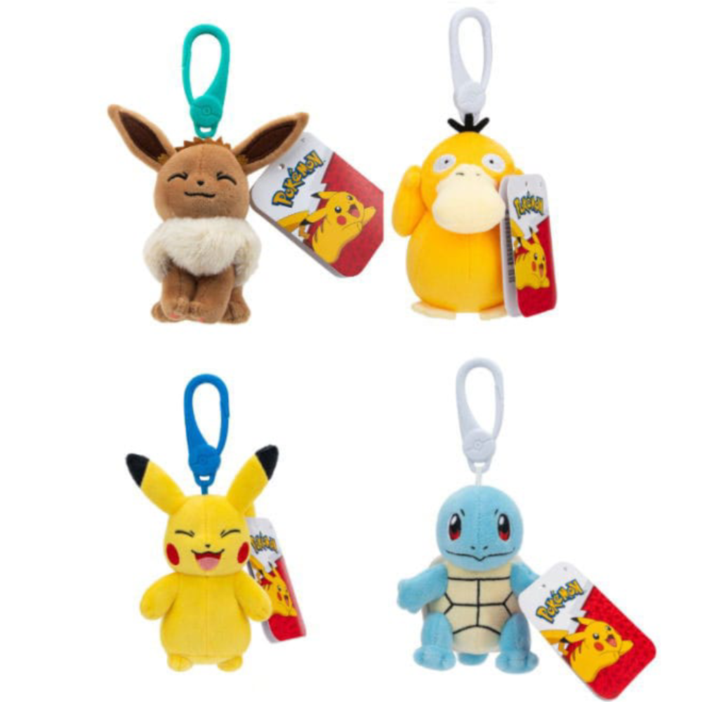 Anhänger Evoli Shiggy Pickachu oder Enton, lizensiert von Jazwares