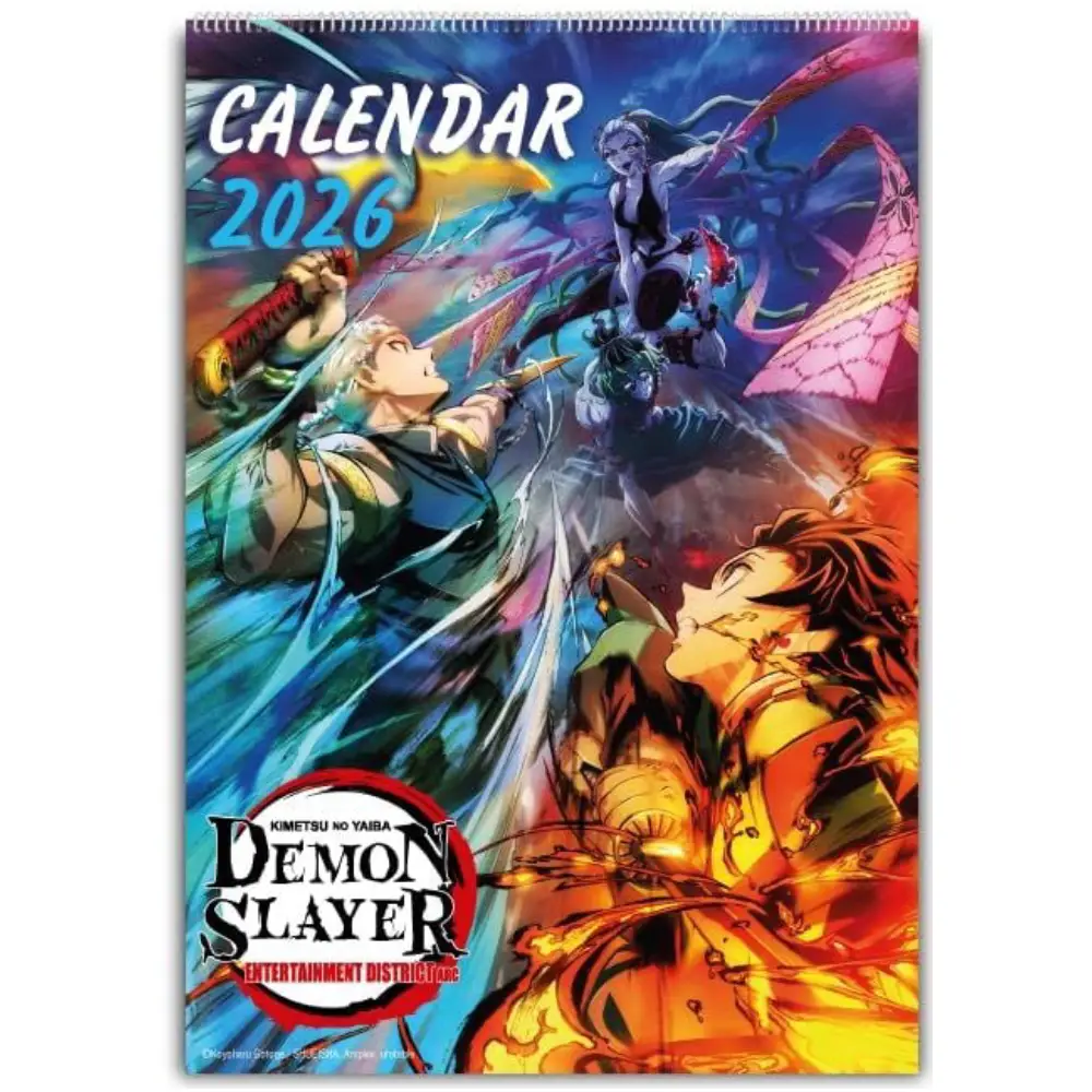 Demon Slayer – Kimetsu no Yaiba Wandkalender 2026 mit 12 Anime-Artworks – offizielles Crunchyroll-Produkt.