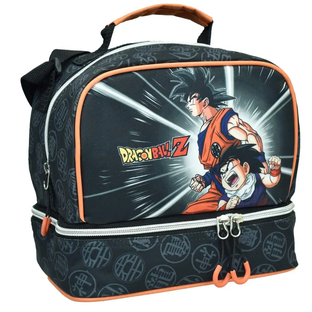 Dragon Ball Z Lunchbag, 46×35×6 cm, offizielles Anime-Merchandise von Karactermania, schwarz-orange mit DBZ-Design.