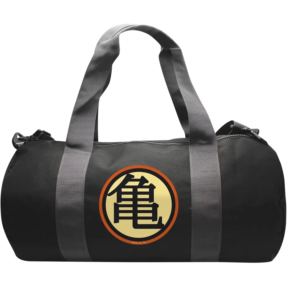 Dragon Ball Sporttasche in Orange-Schwarz mit großem Kame-Symbol von ABYstyle, 50×25×25 cm, offiziell lizenziertes Anime-Merchandise.