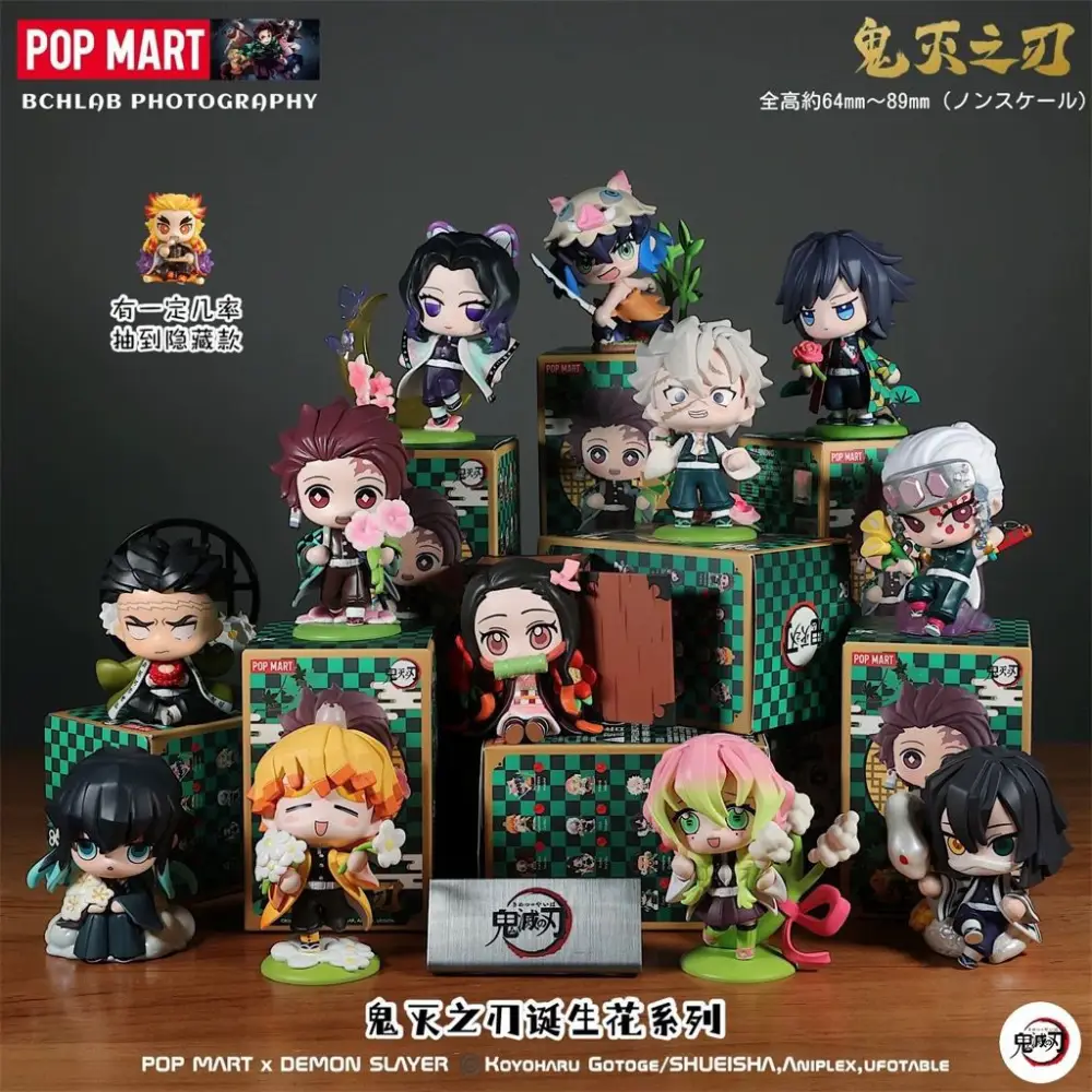 Demon Slayer × POP MART – Mystery Box Display mit 12 Blind-Box Figuren, offiziell lizenzierte Designer-Toys in dekorativer Verpackung